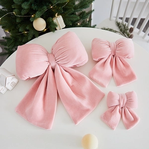 Pink velvet bows set in small medium large sizes for Christmas festive tree decoration