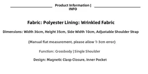 Detailed spec chart of the large canvas plaid bag showing dimensions and magnetic closure