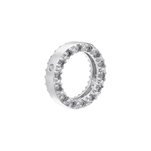 Macro shot of silver plated large hole spacer bead with sparkling zircon inlay detail
