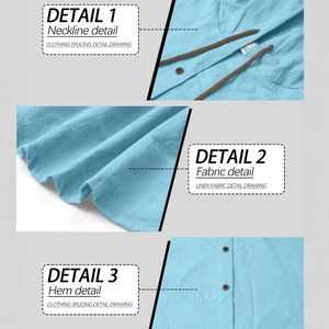 Light blue men's linen short sleeve shirt and shorts set with drawstring neckline