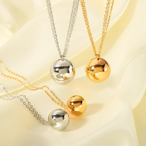 Minimalist 18K gold and silver plated stainless steel ball pendant necklaces for women