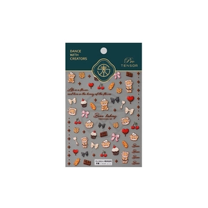 Embossed bear baking nail art stickers with hand-drawn cakes and breads, model TS-3522