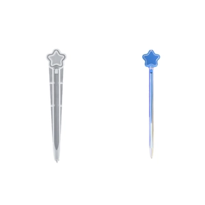 Minimalistische DIY Stern-Kugelschreiber in Hellgrau und leuchtendem Blau