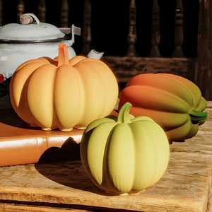Three-piece decorative pumpkin set with realistic textures for fall and Halloween home decor