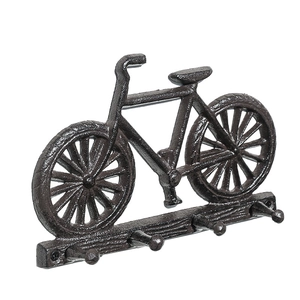 Perchero de pared bicicleta vintage hierro bronce con cuatro ganchos para decoración hogar