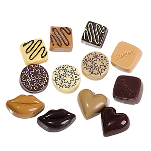 Assorted large resin chocolate charms for DIY phone cases and fridge magnets in 12 styles