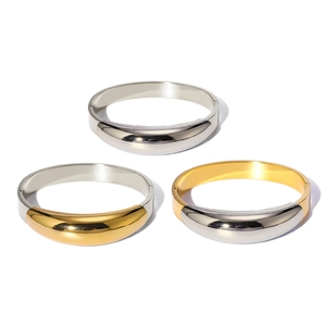 Minimalist 18k gold plated stainless steel bangles in silver and two-tone finishes