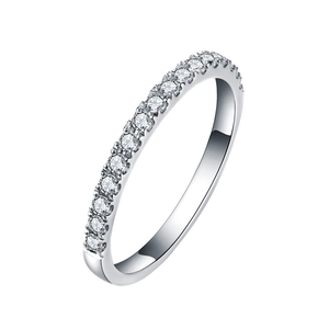 Minimalist S925 sterling silver half eternity ring with sparkling moissanite stones