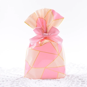 Plastic Baking Packaging Bags Pink Geometric Gold Line Gift Bags For Candy Cookie Snack Food Storage Korean Ins Style