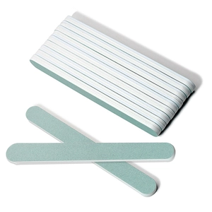 Detail of professional green and white double-sided nail polishing files set