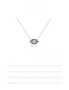 Detailed view of s925 silver hexagonal necklace with marquise zirconia and size specs