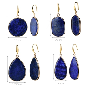 Lapis lazuli geometric earrings in gold finish featuring four distinct drop shapes