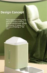 Vertical striped pet water dispenser with transparent window and light green finish