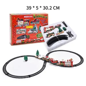 Vintage musical Christmas train set with 22 pieces and round tracks for festive decor
