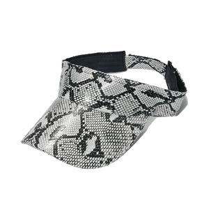 Snake skin print sun visor with adjustable strap and wide brim for summer protection
