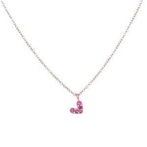 Elegant S925 silver heart necklace with pink sapphire stones in rose gold finish