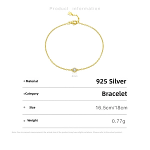 Detail view of 925 sterling silver lobster clasp and S925 logo tag on gold chain bracelet