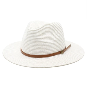 Straw Fedora Hat Woven Paper Sun Protection Summer Beach Vintage Jazz Style With Leather Band For Men Women