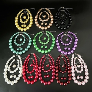 Elegant multi-color pearl jewelry sets with necklace bracelet earrings and ring