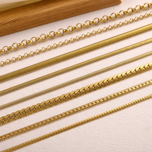Golden 14K gold-plated stainless steel jewelry chains in various styles and sizes