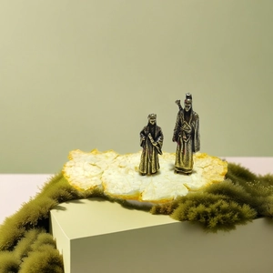 Miniature Chinese Figures Brass Alloy Statues Retro Martial Arts Characters Desk Decor Aquarium Bonsai Ornament Tea Pet