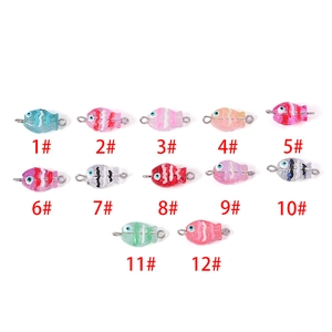 Set of 12 colorful handmade glass fish charms for DIY necklace and bracelet jewelry making