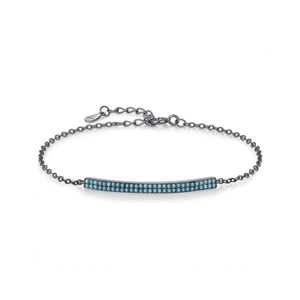 S925 sterling silver black chain bracelet with turquoise inlay in vintage punk style