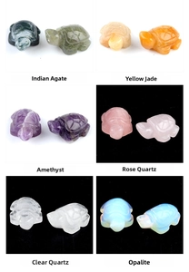 Mini sea turtle carvings in Amethyst, Agate, and Jade for ocean themed home decor