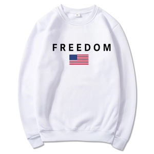 Sweat À Capuche Doublé Polaire Unisexe Freedom Imprimé Drapeau Américain Pull À Manches Longues Mode Streetwear Sportive