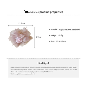 Tableau des tailles détaillé de la pince à cheveux fleur en dentelle rose avec perles