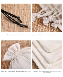 Detail showing breathable canvas drawstring pouch with retro ruffled closure and cord textures