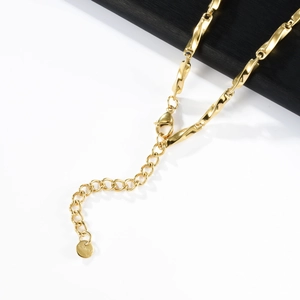 Golden Mobius stainless steel necklace featuring high-quality lobster clasp and extender