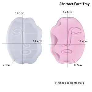 Dettagli dimensionali dello stampo in silicone viso astratto e vassoio in resina