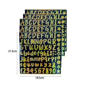 5 sheets of 1-inch glitter alphabet vinyl stickers with laser rainbow effect for DIY crafts