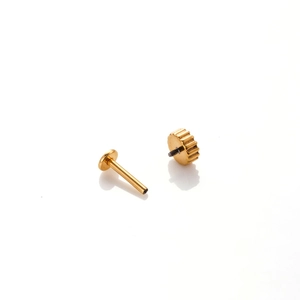 G23 titanium crown labret stud and threaded gold flat back ear piercing jewelry