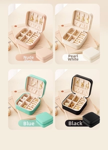 Mini jewelry box in nude pink, pearl white, blue and black with multi-compartments
