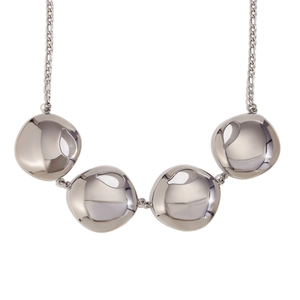 Polished silver Figaro chain necklace featuring four chunky teardrop shaped metal pendants