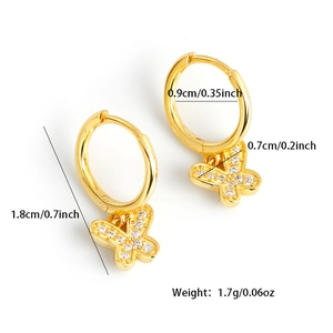 Détail des boucles d'oreilles créoles papillon en argent S925 avec dimensions et poids