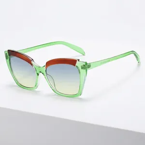 Cat Eye Sunglasses For Women Oversized Vintage PC Frame UV400 Gradient Contrast Color Trendy Fashion Eyewear