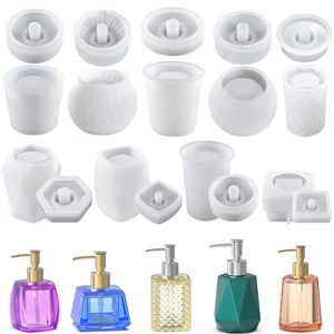 Moule En Silicone DIY Pour Flacon De Lotion En Résine Distributeur De Savon Design Géométrique Cylindrique Rhombe Accessoires Artisanat