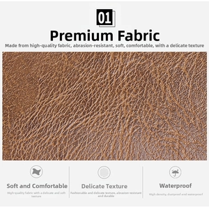 Macro shot of brown pebble grain leather wallet showing scratch resistant texture