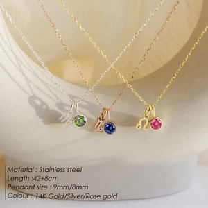 Collane zodiaco in acciaio inossidabile a tre colori con ciondoli in strass colorati