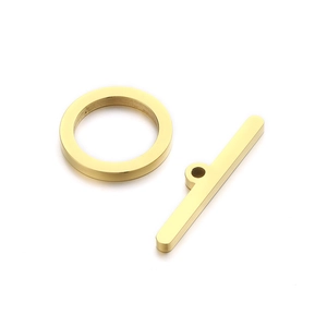 Golden metal toggle clasp set with round ring and T-bar for DIY jewelry making