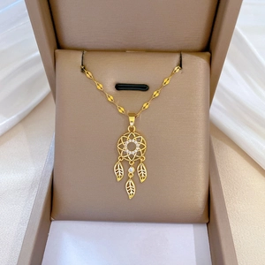 Dreamcatcher pendant necklace with sparkling crystals in a luxury gift box
