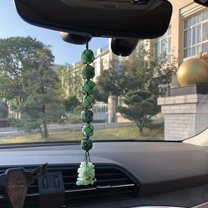Groene natuurlijke kristallen hanger met kwastjes voor auto-achteruitkijkspiegel decor