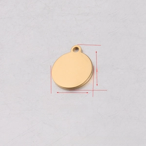 Dettaglio pendente rotondo in acciaio inossidabile con diametro 12mm e spessore 1mm