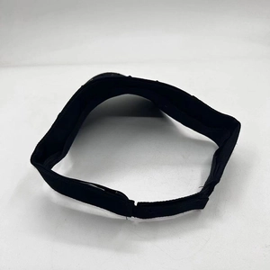 Detail of black rhinestone sun visor hat with adjustable velcro strap for outdoor sports