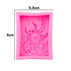 Pink silicone daisy flower mold for soap and candle DIY 9x6.8cm sunflower embossed design