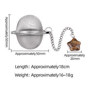 304 stainless steel tea infuser ball with tiger eye star pendant and size dimensions