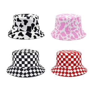 Bucket Hat Baumwolle Canvas Sonnenschutz Outdoor Sommer Fischerhut Kuh Banane Blumendruck Für Damen Herren